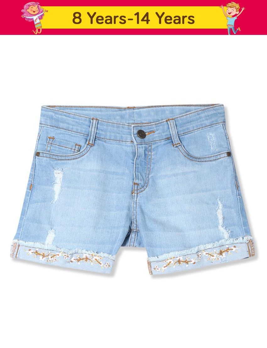 girls distressed denim shorts