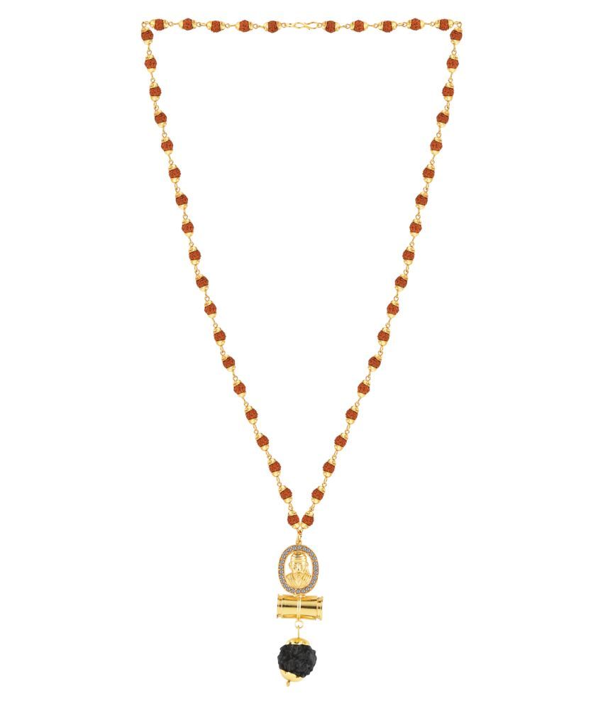     			SILVER SHINE Gold Plated Traditional Rudraksh Mala SAI BABA Pendant Mala for Men and Women