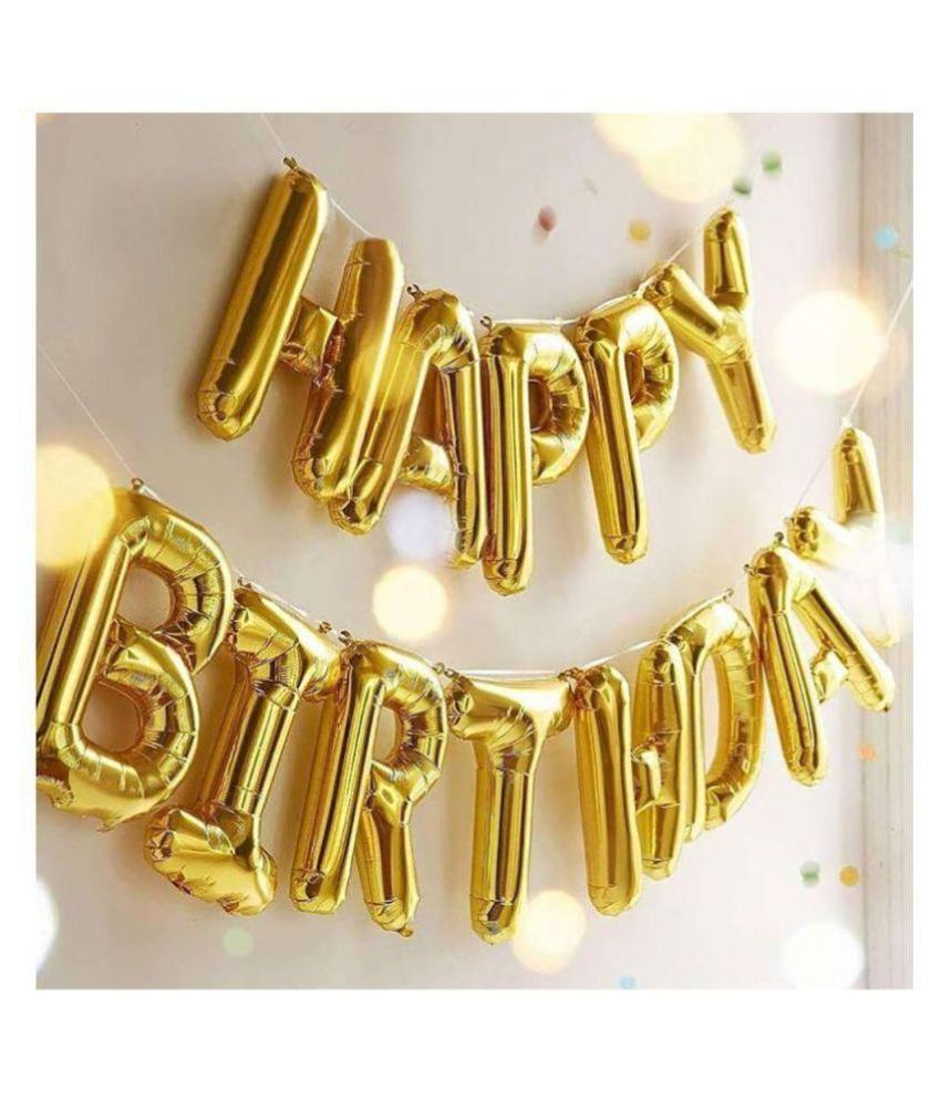 Enjoy Happy Birthday Foil Balloons For Birthday Decoration Gold 13 Letters 16 Inch Alphabet 