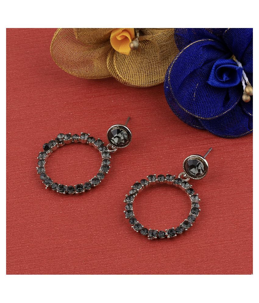     			SILVER SHINE Antique Stylish Black Diamond Drop Earring For Women Girl