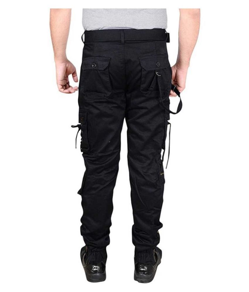 black low rise cargos