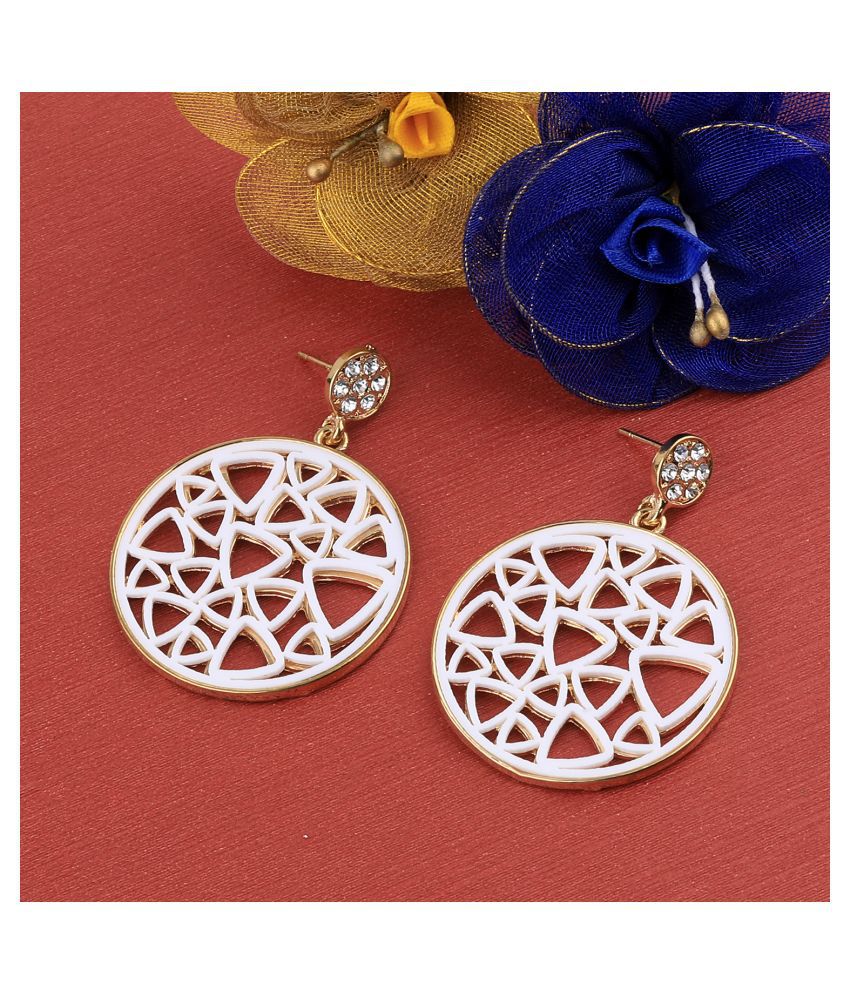     			SILVER SHINE Gold White Plated Stylish Different Look  Earring For Women Girl