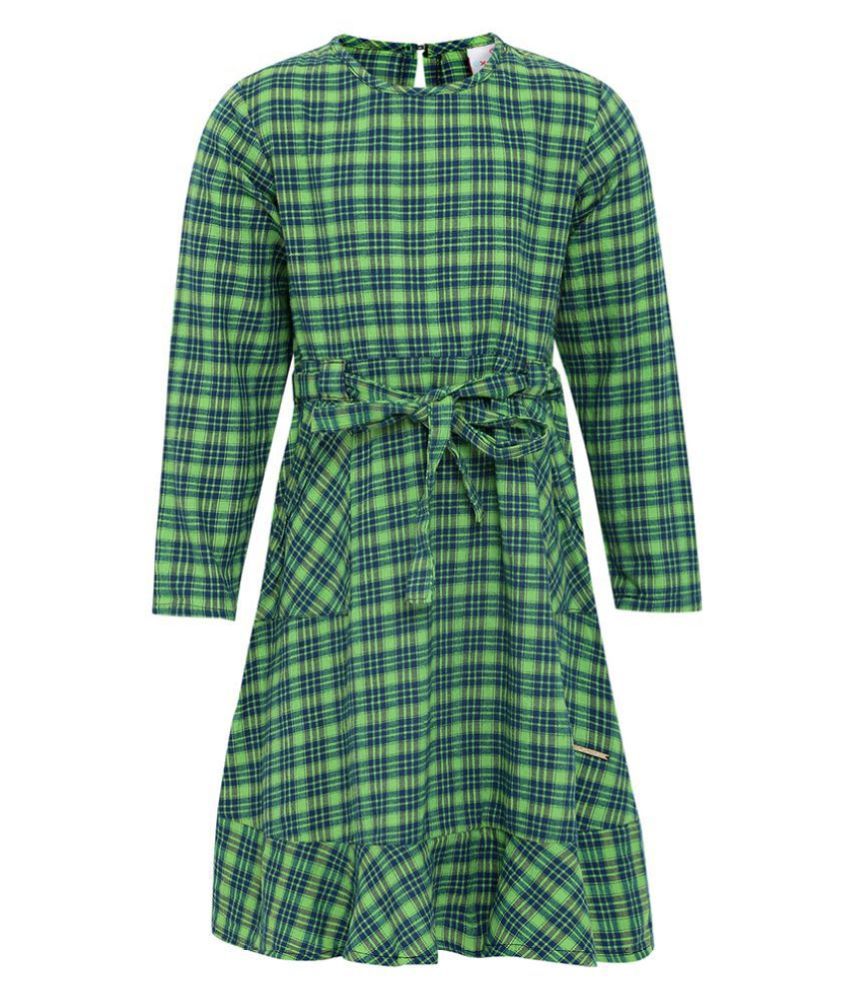     			Forest Plaid A-Line Girl’s Brushed Check Dress