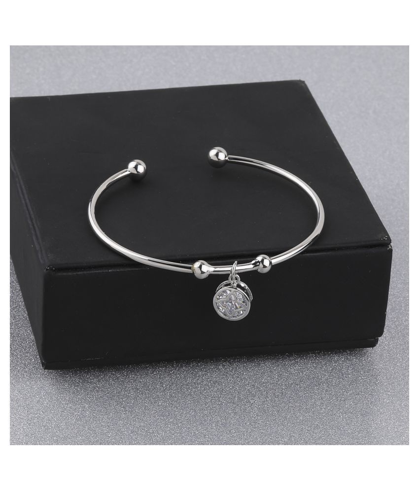    			SILVER SHINE Charm Party Wear Adjustable Bracelet With Diamond For Women Girls
