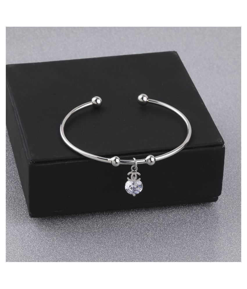     			SILVER SHINE Charm Stylish Look Adjustable Bracelet With Diamond For Women Girls