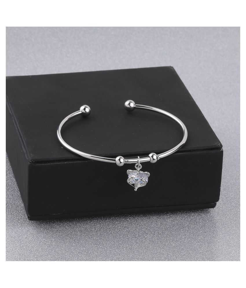     			SILVER SHINE Party Wear Designer Adjustable Bracelet With Diamond For Women Girls