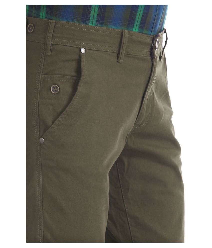 green slim fit trousers