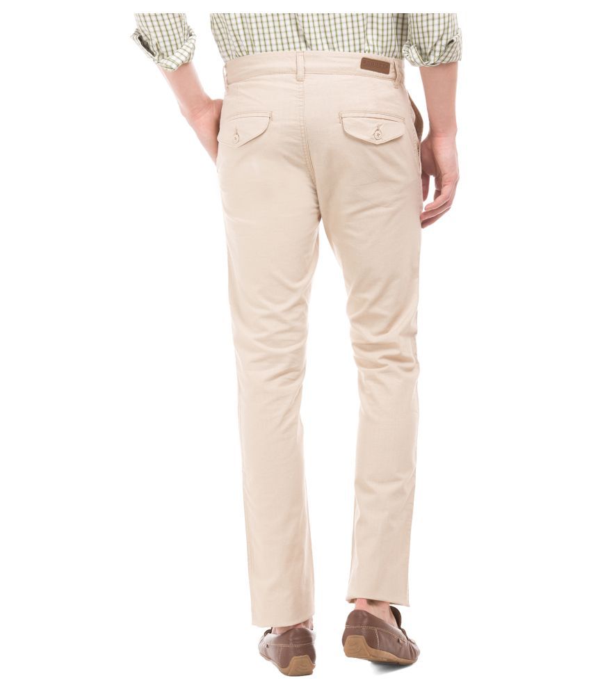 beige slim fit trousers