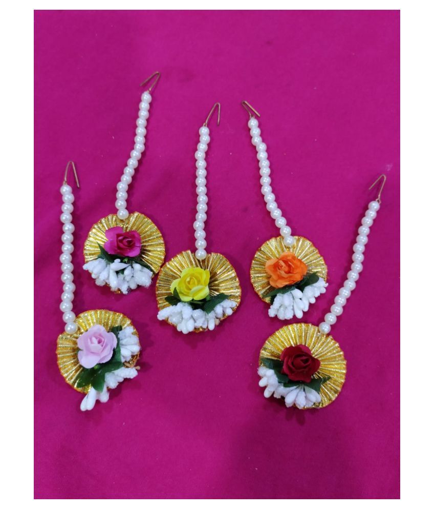 A2 Fashion Gota And Artificial Flowers And Mogra Flower Maangtika For Women And Girls For Haldi Mehndi Sangeet Baby Shower Functions Buy A2 Fashion Gota And Artificial Flowers And Mogra Flower Maangtika For Women And Букеты с любовью от mate flowers. snapdeal