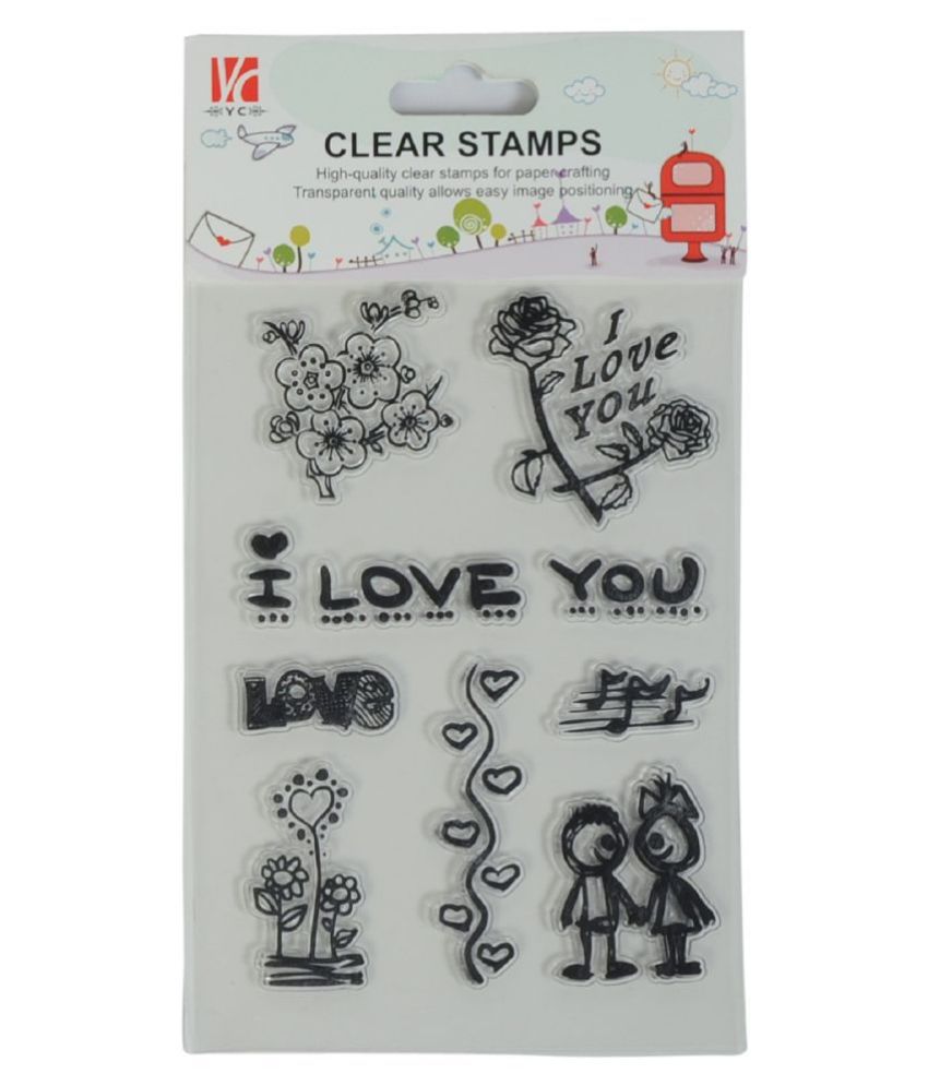     			Clear Rubber Stamp, Used in Textile & Block Printing, Card & Scrap Booking Making (I Love You)