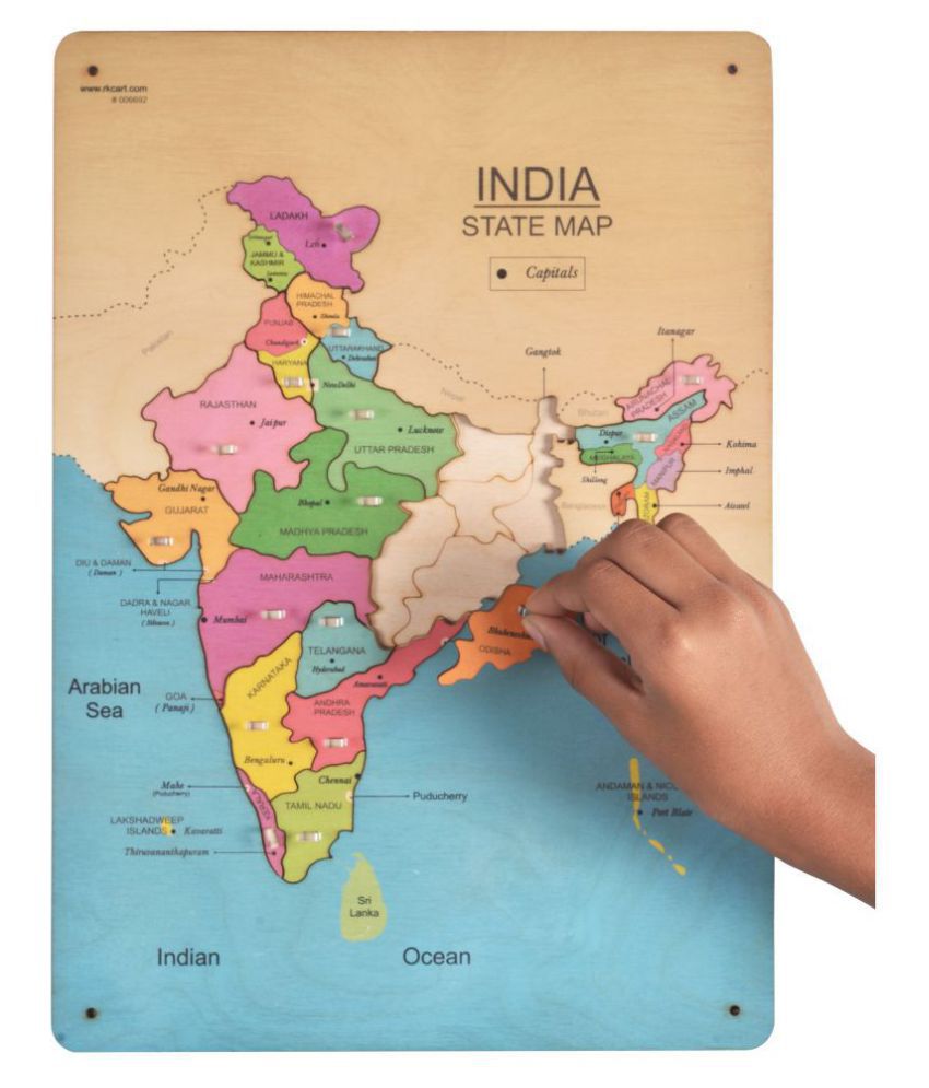 India Map Wooden Puzzle Board For Kids Buy Online At Best Price