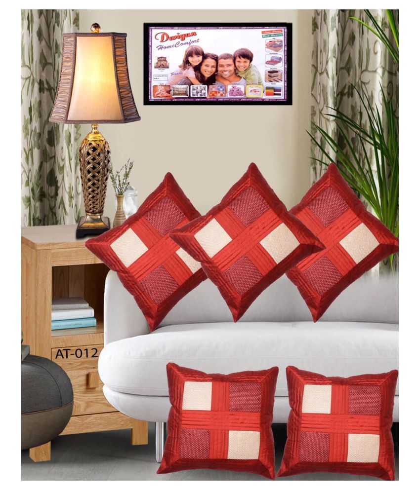 HK Collection Set of 5 Jute Cushion Covers 40X40 cm (16X16) Buy Online