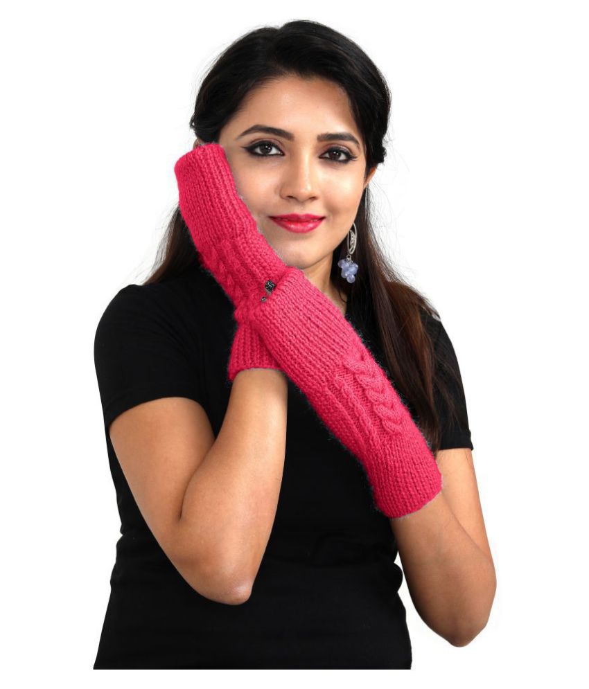     			KC Store Women's Handmade Woolen Fingerless Gloves For Winters