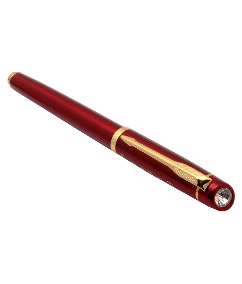 Exclusive Delta Crystal On Top Rollerball Pen Golden Trims Medium Nib