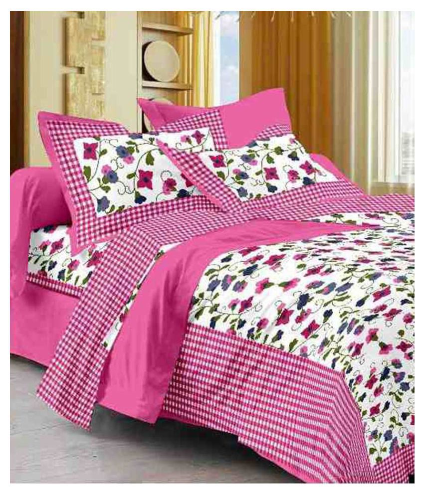     			Uniqchoice Cotton Double Bedsheet with 2 Pillow Covers