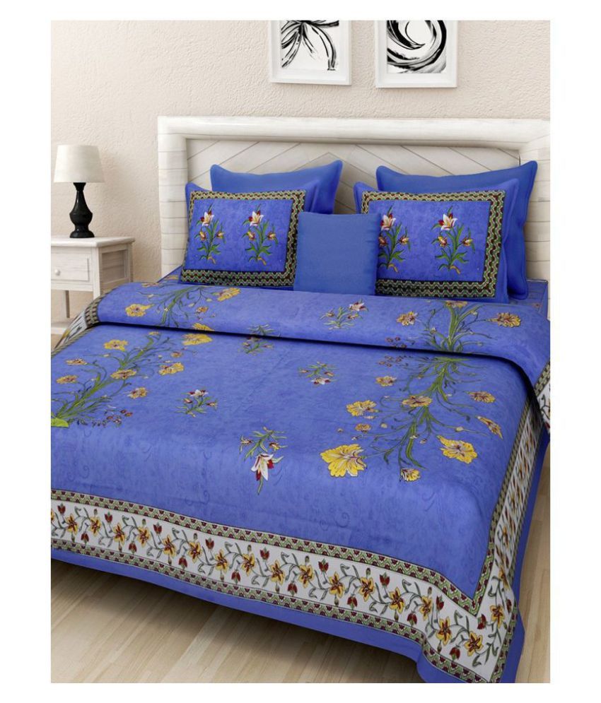 BedZone Cotton Double Bedsheet with 2 Pillow Covers ( 220 cm x 236 cm