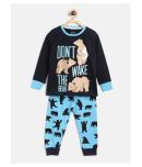 Lazy Shark Boys Cotton Blend Nightsuit Set ( Navy Blue )