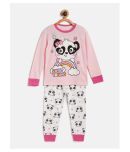 Lazy Shark Girls Cotton Blend Night Suit Set ( Pink )