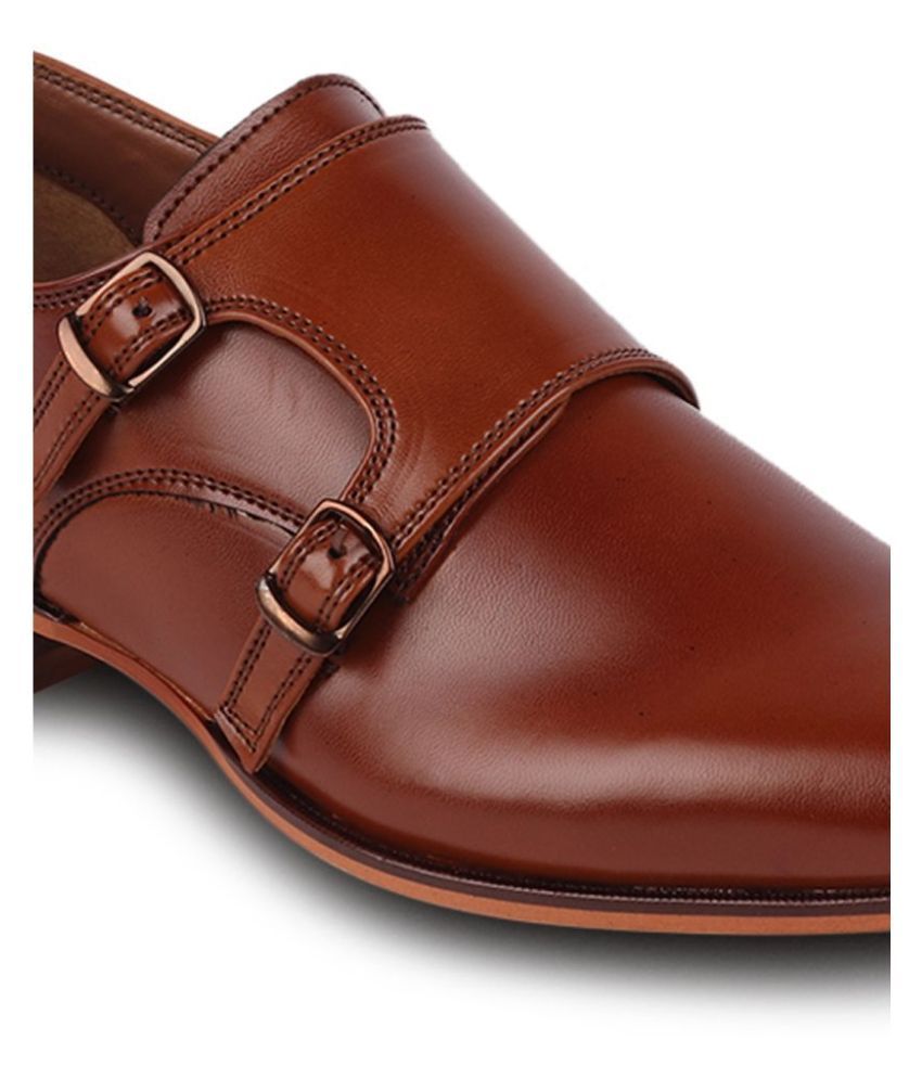 Franco Leone Monk Strap Brown Formal Shoes Price in India