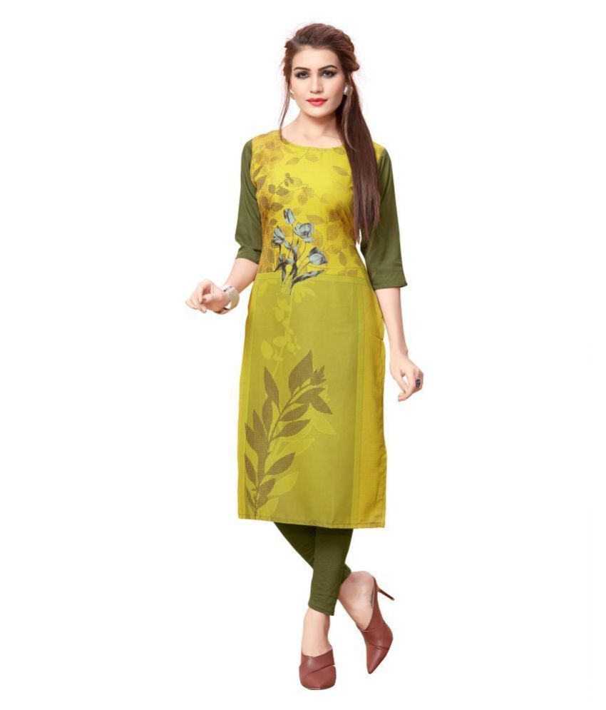     			DSK STUDIO Green Crepe Straight Kurti