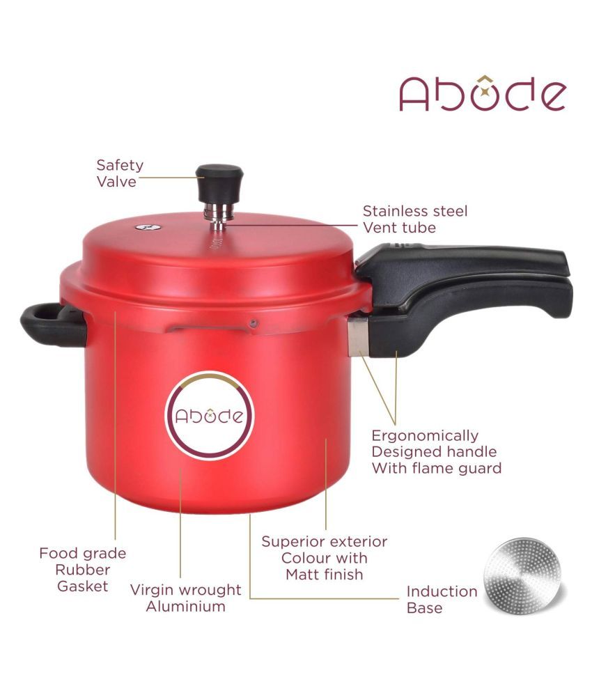 Abode 5 L Aluminium Outerlid Pressure Cooker With Induction Base