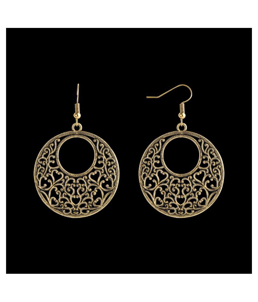     			Silver Shine Premium Golden Antique Hollow design Earrings for Women