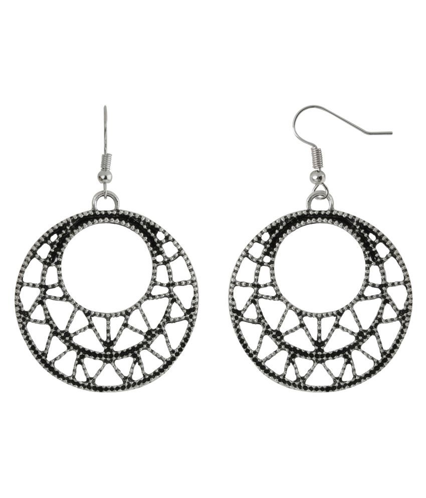     			Silver Shine Stunning Silver Hollow Zali Work Earrings for Women