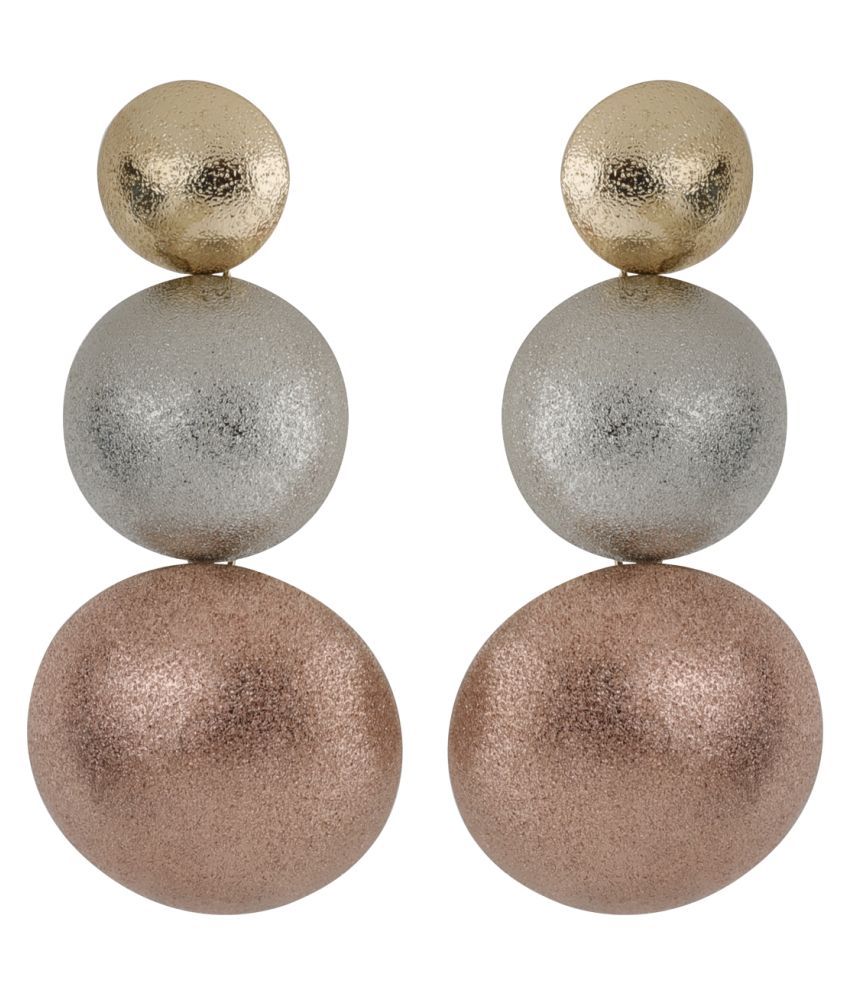     			Silver Shine Stylist Designer 3-Toned Party Wear Drop Earring For Girls and Women Jewellery