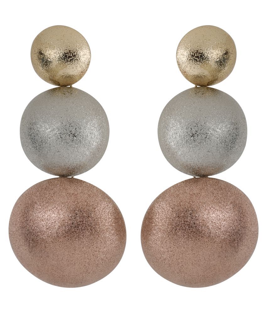     			Silver Shine Stylist Designer 3-Toned Party Wear Drop Earring For Girls and Women Jewellery