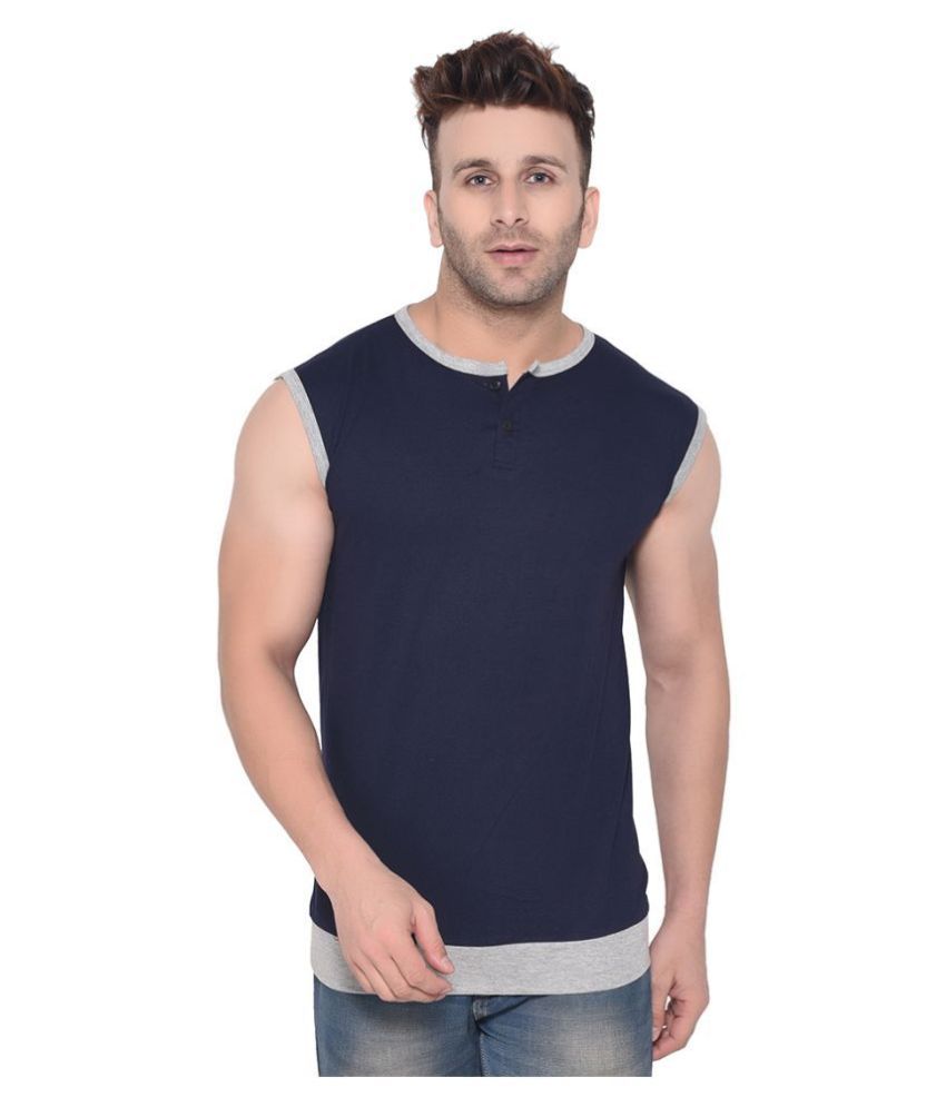     			Tfurnish Cotton Blend Blue Solids T-Shirt