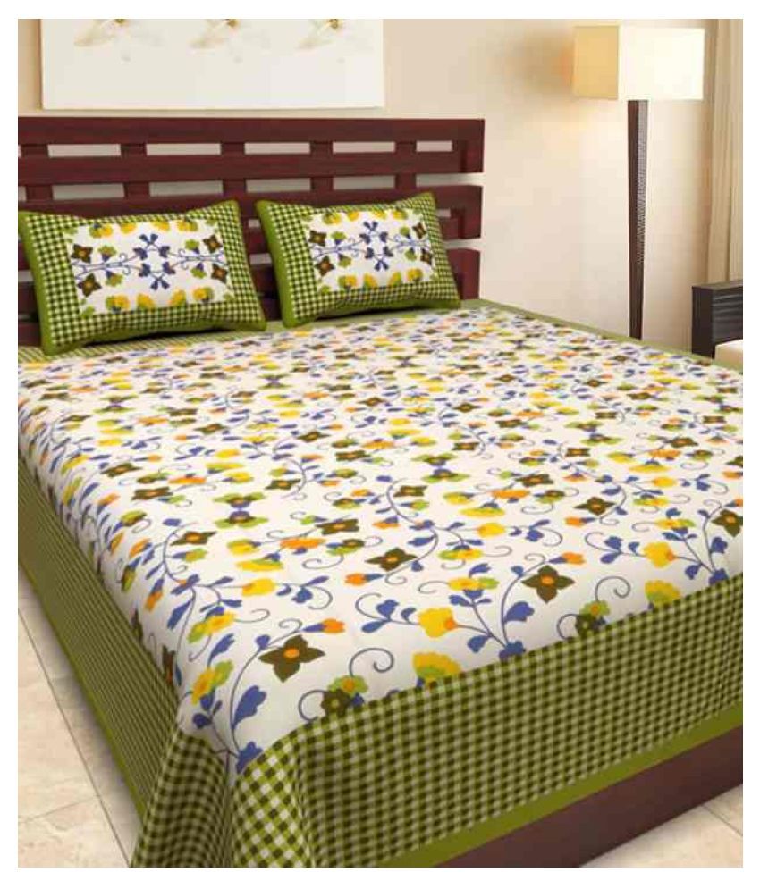     			Uniqchoice Cotton Double Bedsheet with 2 Pillow Covers