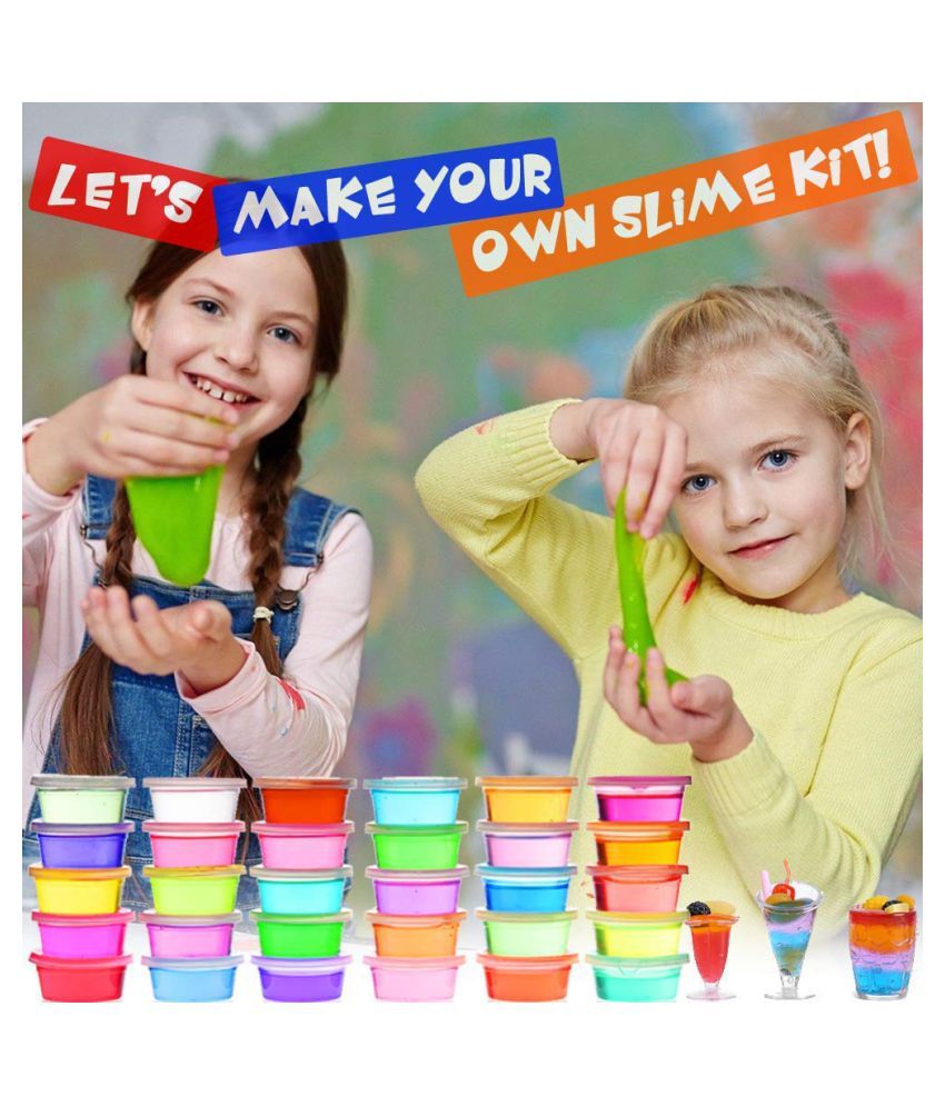 MAMU Making DIY Crystal Clay Slime for Kids 100 % Safe & Non-Toxic - Pack of 12
