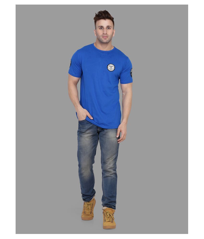     			Tfurnish Cotton Blend Blue Solids T-Shirt