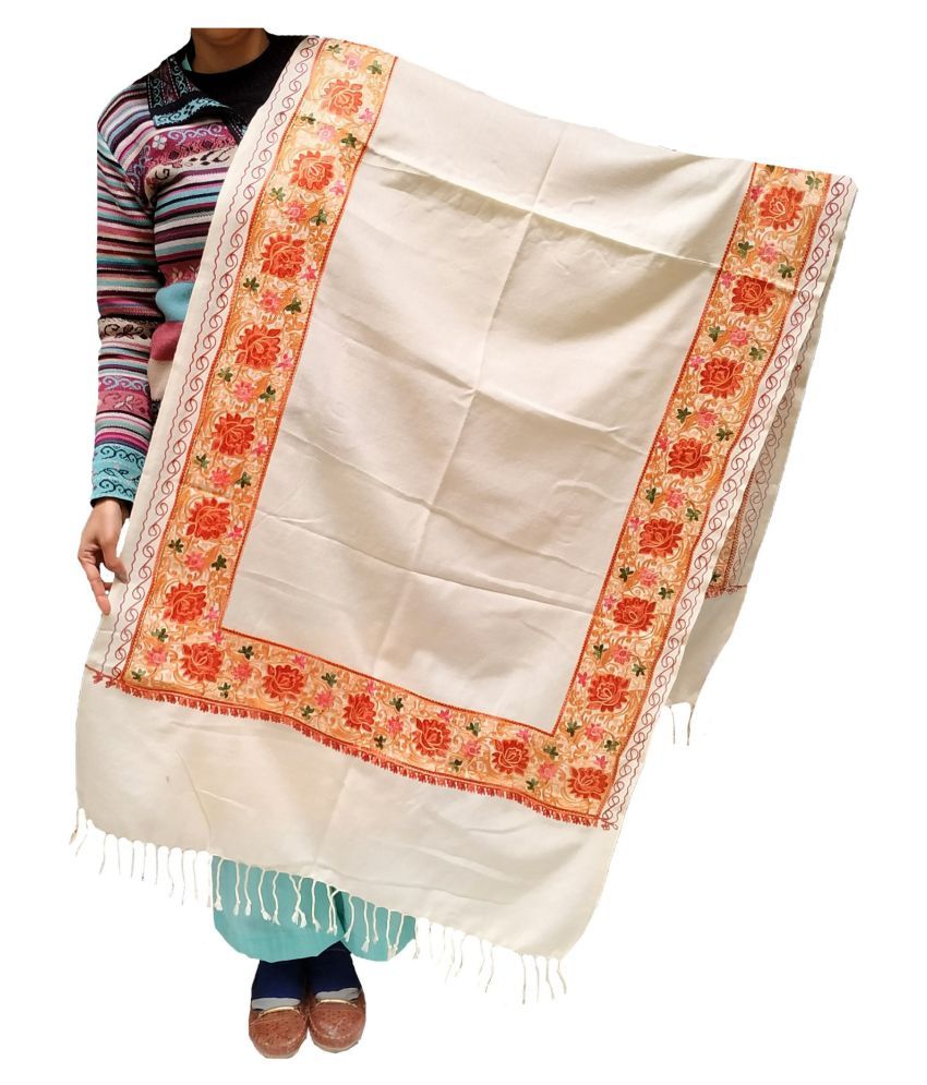 KASHMIRI White Borders Pashmina Stoles Buy Online at Low Price in