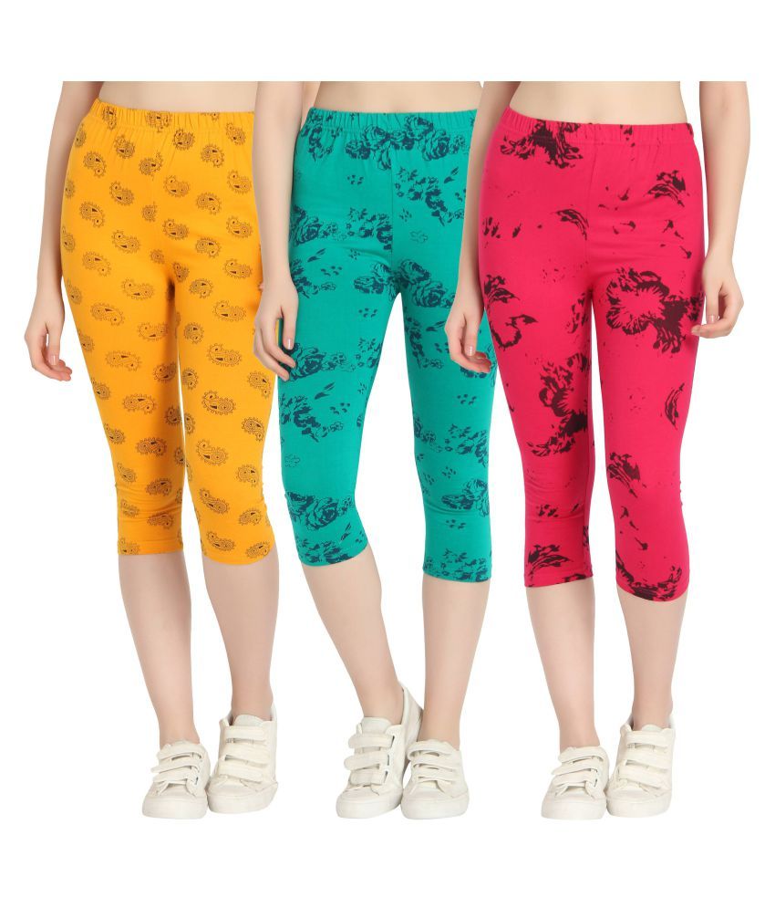     			Diaz Multi Color Cotton Lycra Printed Capri