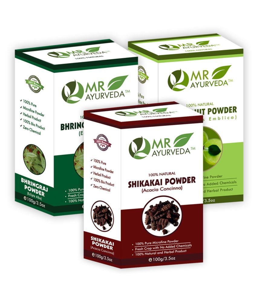     			MR Ayurveda 100% Pure Shikakai, Bhringraj and Amla Powder Hair Scalp Treatment 300 g Pack of 3