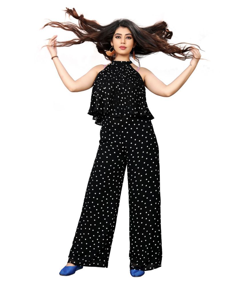 black polyester jumpsuit