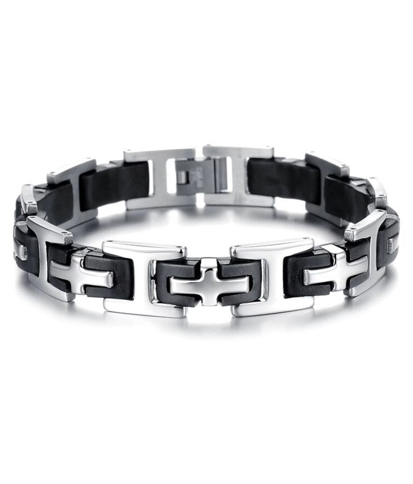     			The Jewelbox Black Stainless Steel Bracelets