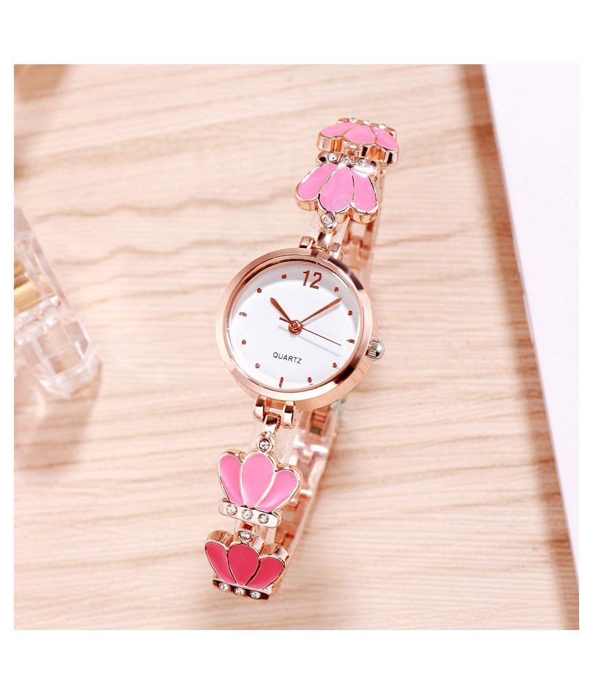 LOGME Flower Pattern Strap Watch With Fancy Bracelet Free For Women And Girls Buy LOGME Flower 