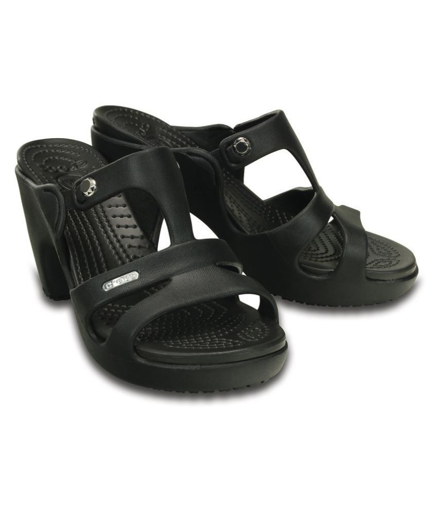 crocs black heels