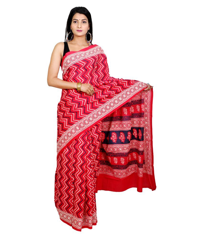 white and red cotton saree online
