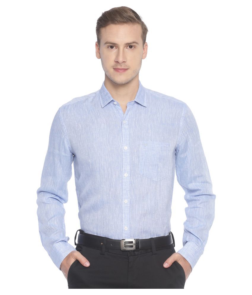 Linen Club Linen Blue Solids Formal Shirt - Buy Linen Club Linen Blue ...