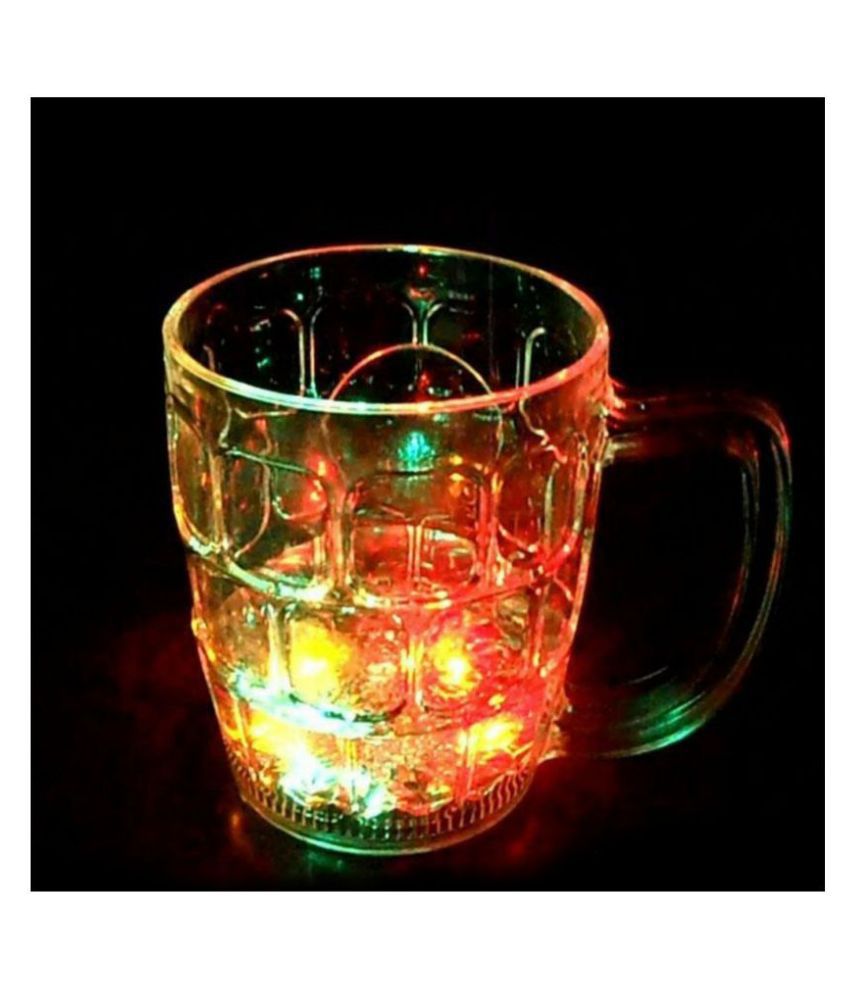 Rainbow Light Mug Liquid Activated Color Changing Clear Transparent Rainbow Magic Color Cup with LED Light Home Decor,Party,Bar,