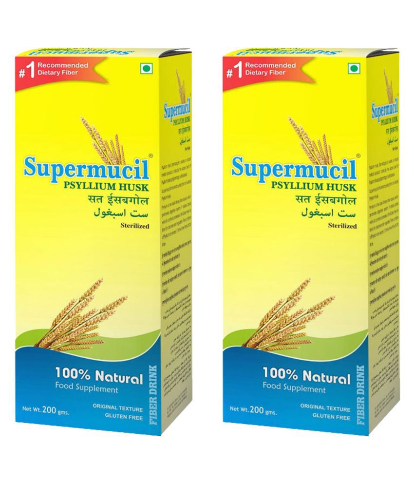 SUPERMUCIL Psyllium Husk (Sat Isabgol) Raw Herbs 200 gm Pack Of 2
