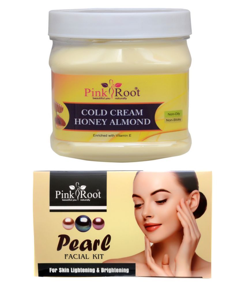 Pink Root Honey Almond Cold Cream With Pearl Facial Kit 80 G Pack Of 2