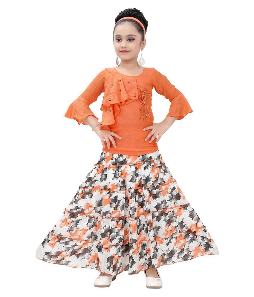     			Arshia Fashions Girls Party Wear Top And Long Skirt Set