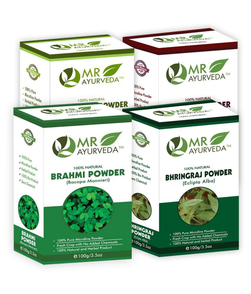     			MR Ayurveda Organic Brahmi, Bhringraj, Amla & Shikakai Powder Hair Scalp Treatment 400 g Pack of 4