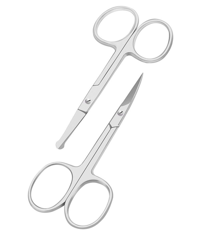     			PACK OF 2 Curved and Rounded Portable Scissors School Home Office Art Supplies Accessories Facial Hair Scissors for Men - Mustache, Nose Hair & Beard Trimming Scissors, Eyebrows, Eyelashes, Ear Hair