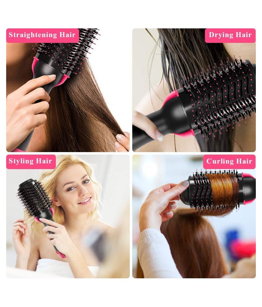 Teletrendz Curly Hair Comb Hair Straightener Black And Pink