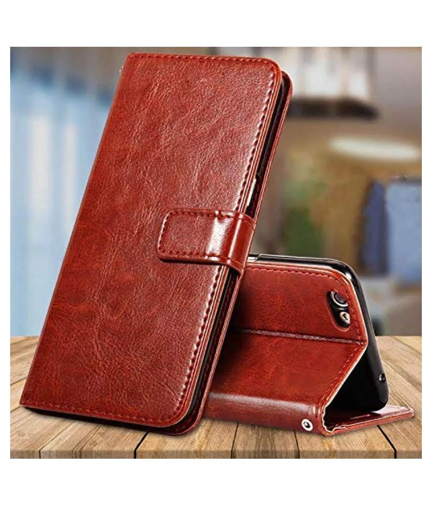 Xiaomi Redmi K Pro Flip Cover By Clickaway Brown Original Leather Wallet Flip Covers